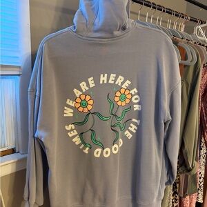 Divided Gray Hoodie with Floral Graphic